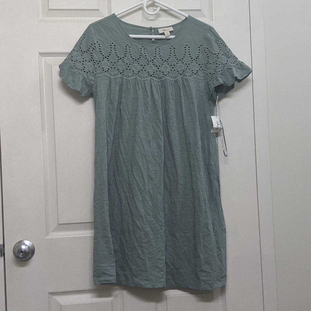 Style and co. Sunbreak green sundress. Eyelet. NWT